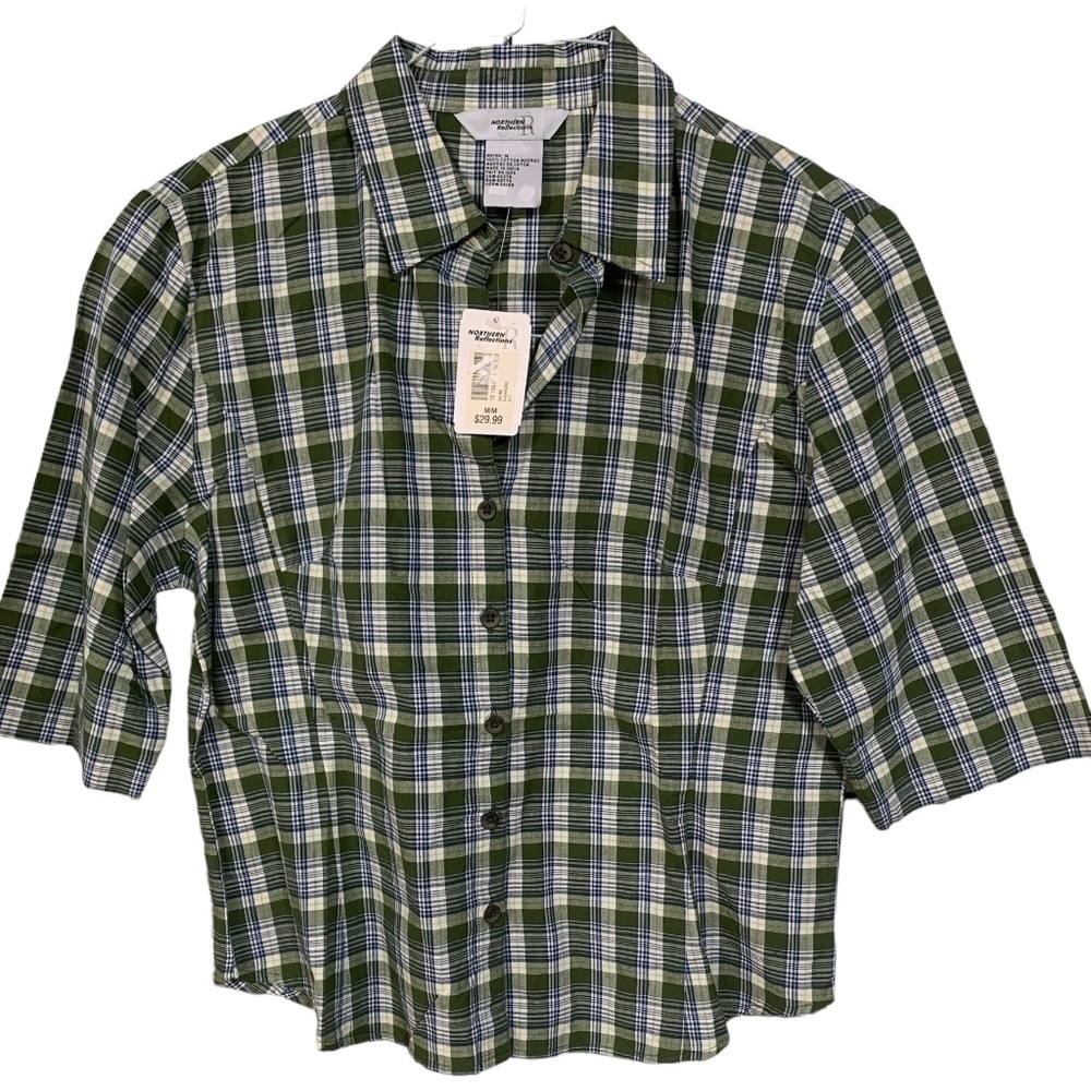 Boy's Northern Reflections Green and Yellow Flannel T-Shirt, New with Tags